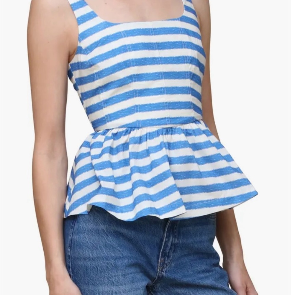 Avec Les Filles: Stripe Corset Peplum Top NWT